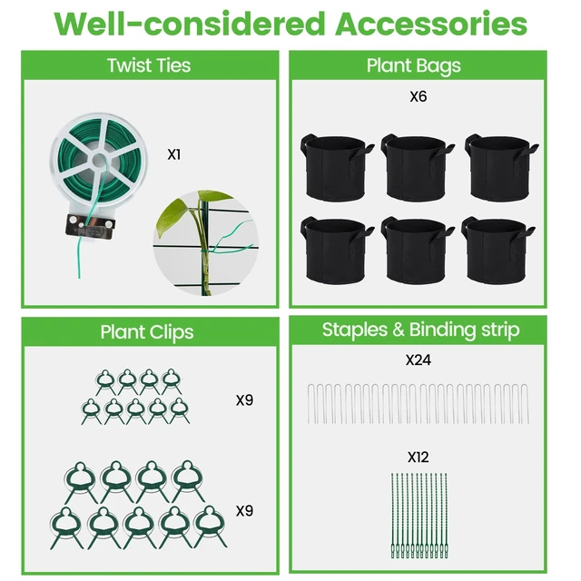 Alt view image 7 of 7 - Foldable Cucumber Trellis 48" L x 34" W - 3 Pack | A-Frame Trellis, Climbing Plants Support Raised Bed Trellis, with Twist Ties & Plant Bags for Outdoor Yards Gardens