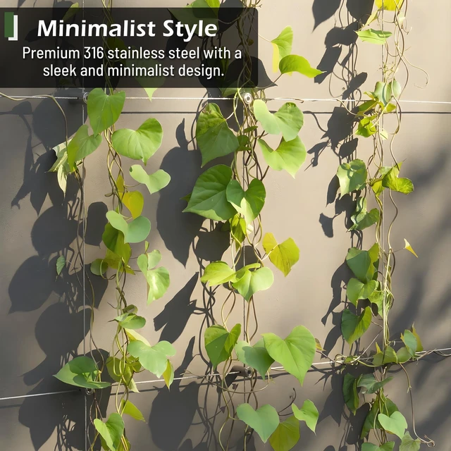 Alt view image 2 of 7 - Wire Trellis Kit, 30-Set 1/8 Cylindrical Kit with 150ft Cable | T316 Marine Grade Stainless Steel, Wire Trellis System For Outdoor Climbing Plants Support, Wall And Garden Fence Espalier