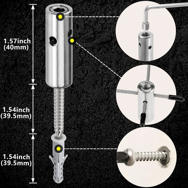 Alt view image 6 of 7 - Wire Trellis Kit, 30-Set 1/8 Cylindrical Kit with 150ft Cable | T316 Marine Grade Stainless Steel, Wire Trellis System For Outdoor Climbing Plants Support, Wall And Garden Fence Espalier