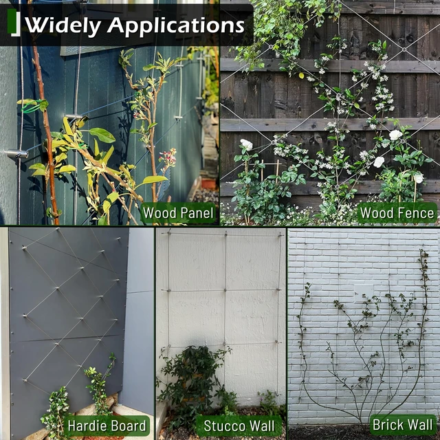 Alt view image 5 of 7 - Wire Trellis Kit, 30-Set 1/8 Cylindrical Kit with 150ft Cable | T316 Marine Grade Stainless Steel, Wire Trellis System For Outdoor Climbing Plants Support, Wall And Garden Fence Espalier