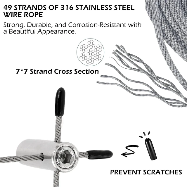Alt view image 7 of 7 - Wire Trellis Kit, 30-Set 1/8 Cylindrical Kit with 150ft Cable | T316 Marine Grade Stainless Steel, Wire Trellis System For Outdoor Climbing Plants Support, Wall And Garden Fence Espalier
