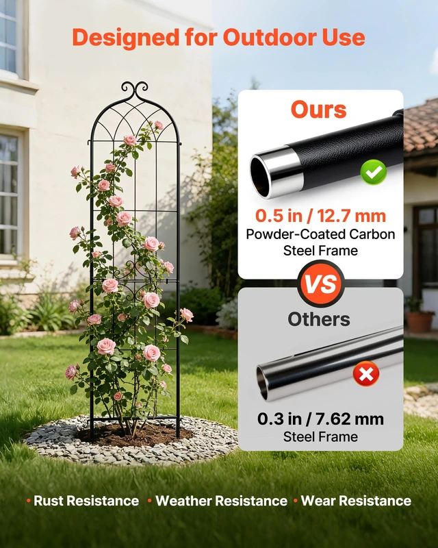 Alt view image 3 of 7 - 4 Packs Metal Garden Trellis for Climbing Plants Outdoor 87x21in, Rustproof Plant Tall Trellis for Rose Vine Flowers and Vegetables
