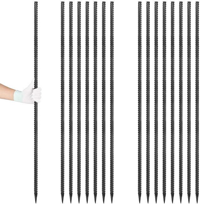 Main image of Rebar Stakes 48 inches 16-Pack Concrete Form Stakes Straight 3/8" Diameter Rebar Ground Metal Stakes for Landscaping, Securing Fence, Garden Plants Support, Survey Markers and Securing Trees