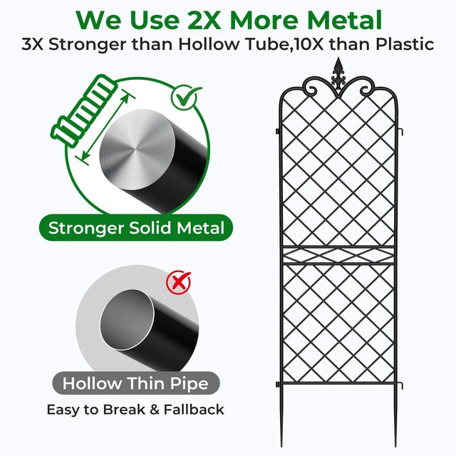 Alt view image 2 of 7 - Amagabeli Garden Home 4 Pack Trellis for Climbing Plants Outdoor 72x21 Heavy Duty Rustproof Wall Metal Decoration Large Trellis for Potted Plants Support Trellis for Roses Vegetable Black