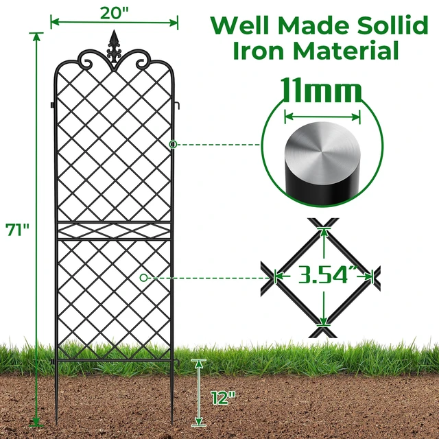 Alt view image 5 of 7 - Amagabeli Garden Home 4 Pack Trellis for Climbing Plants Outdoor 72x21 Heavy Duty Rustproof Wall Metal Decoration Large Trellis for Potted Plants Support Trellis for Roses Vegetable Black