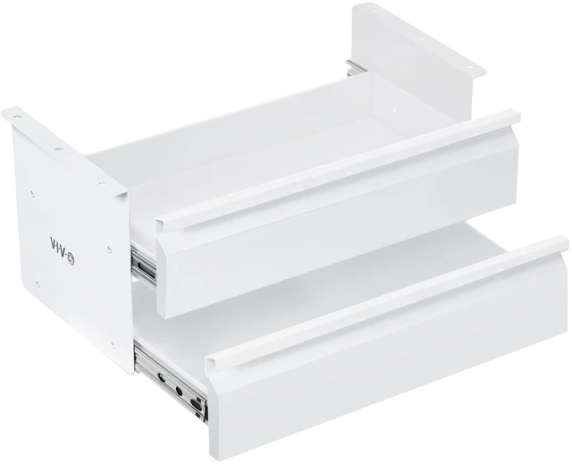 Main image of White 16 in Slide Out Dual Tier Desk Drawer, DESK-DR02W | Under Desk 2-Layer Storage, Workstation Organizer, Smooth Glide, 2-Drawer Design, Holds 22 lbs
