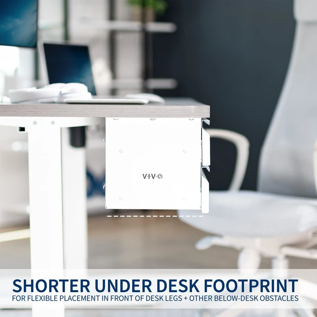 Alt view image 5 of 7 - White 16 in Slide Out Dual Tier Desk Drawer, DESK-DR02W | Under Desk 2-Layer Storage, Workstation Organizer, Smooth Glide, 2-Drawer Design, Holds 22 lbs