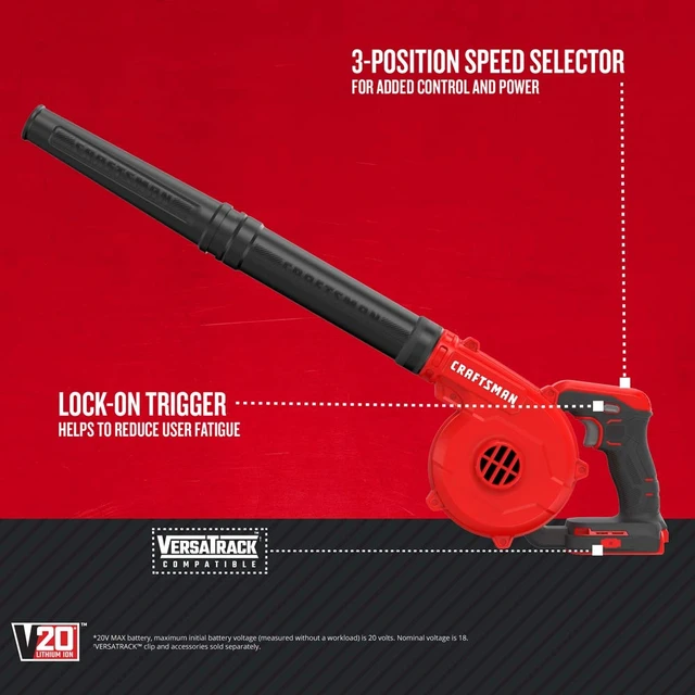 Alt view image 2 of 7 - V20 Cordless Leaf Blower, 125 mph, Bare Tool Only (CMCBL0100B)