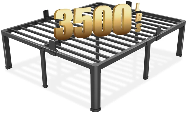 Main image of 18 inch Full Size Bed Frame with Round Corner Legs Mattress Slide Stopper,3500 lbs Heavy Duty Metal Platform,Steel Slat Support,No Box Spring Needed,Easy Assembly,Noise Free