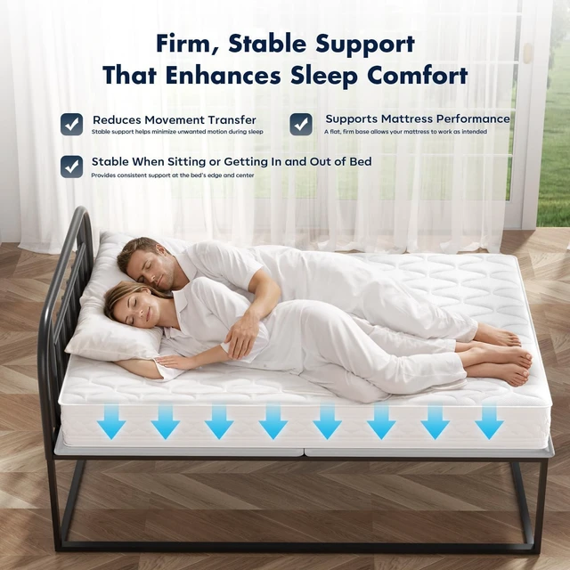 Alt view image 4 of 7 - BedBro Bunkie Board Queen 10mm (60" x 80") Gray Under Mattress Support, Anti-Sag & Noise-Free,Platform & Slatted Beds. Breathable Low Profile Bed Board for Metal Frame