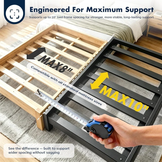 Alt view image 6 of 7 - BedBro Bunkie Board Queen 10mm (60" x 80") Gray Under Mattress Support, Anti-Sag & Noise-Free,Platform & Slatted Beds. Breathable Low Profile Bed Board for Metal Frame