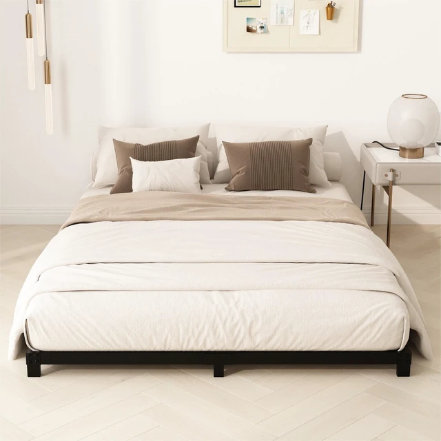 Alt view image 3 of 7 - 4 Inch Queen Bed Frame, Low Profile Bed Frame Queen Size | Heavy Duty Metal Platform, No Box Spring Needed, Noise Free, Easy Assembly, Black