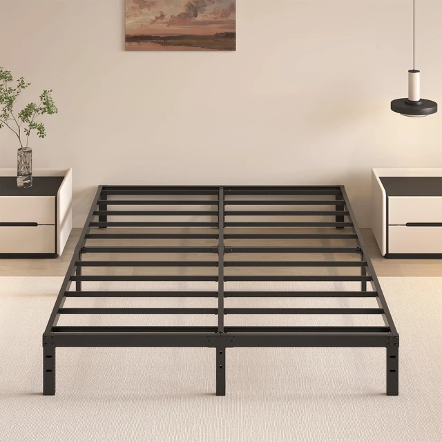 Main image of 10 Inch Queen Bed Frame, Queen Size Bed Frame No Box Spring Needed | Heavy Duty Metal Platform Mattress Foundation with Steel Slats, Non-slip Noise Free Easy Assembly Black