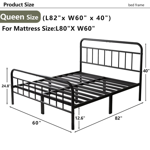 Alt view image 2 of 7 - 14Inch Metal Bed Frame,Queen Size Bed Frame with Storage Space,Heavy Duty Sturdy Mattress Foundation,Easy Assembly,No Box Spring Needed,Queen