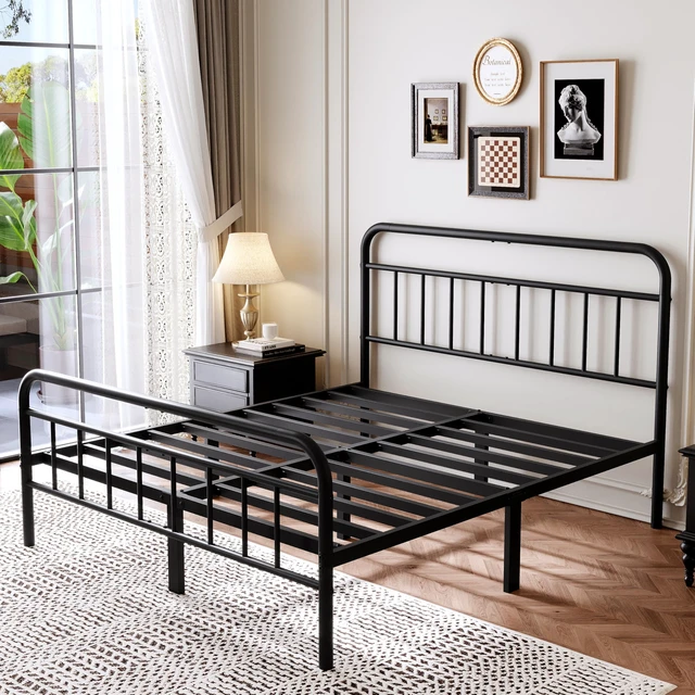 Alt view image 4 of 7 - 14Inch Metal Bed Frame,Queen Size Bed Frame with Storage Space,Heavy Duty Sturdy Mattress Foundation,Easy Assembly,No Box Spring Needed,Queen