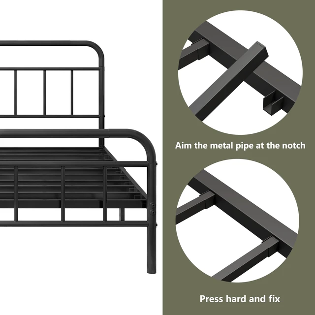 Alt view image 5 of 7 - 14Inch Metal Bed Frame,Queen Size Bed Frame with Storage Space,Heavy Duty Sturdy Mattress Foundation,Easy Assembly,No Box Spring Needed,Queen