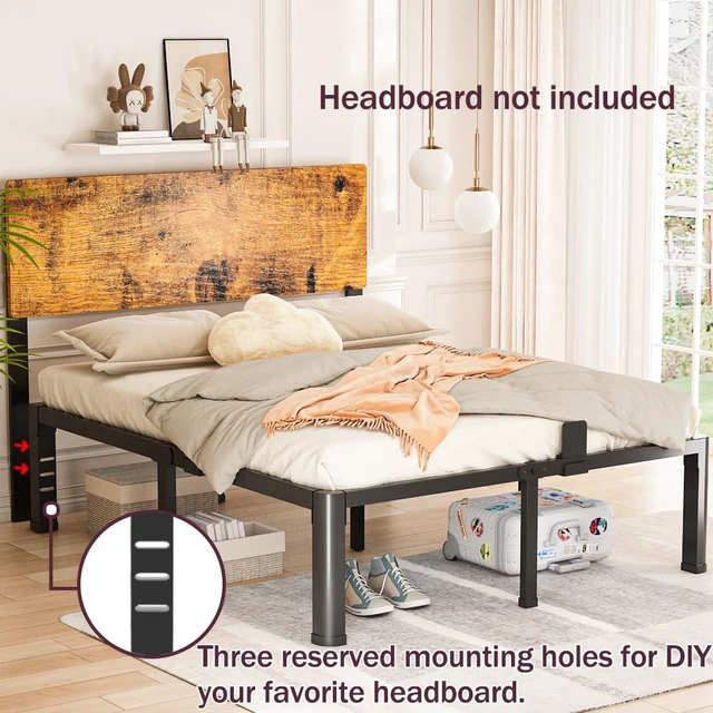 Alt view image 6 of 7 - 10 Inch Low Bed Frame Queen with Round Corner Legs,3500 LBS Heavy Duty Low Profile Queen Bed Frame Metal Platform, No Box Spring Needed, Easy Assembly, Noise-Free, Headboard Compatible,Black