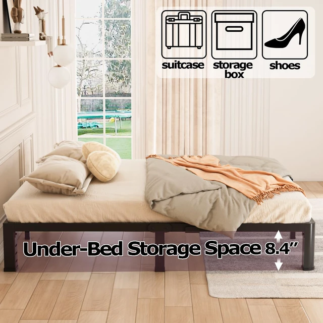 Alt view image 7 of 7 - 10 Inch Low Bed Frame Queen with Round Corner Legs,3500 LBS Heavy Duty Low Profile Queen Bed Frame Metal Platform, No Box Spring Needed, Easy Assembly, Noise-Free, Headboard Compatible,Black