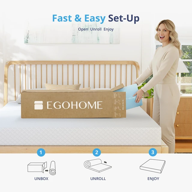 Alt view image 3 of 6 - 4 Inch King Memory Foam Mattress Topper- Cooling Gel Infused | Pressure Relieving Pad in a box, Dorm Room Essentials, CertiPUR Certified, Blue