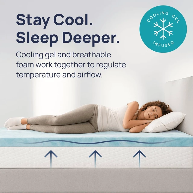 Alt view image 3 of 6 - Gel Swirl Memory Foam Mattress Topper - 3 Inch, Pressure Relieving, Cooling Comfort - Made in the USA & CertiPUR-US Certified - Softens Firm Beds and Extends Mattress Life - Queen Size