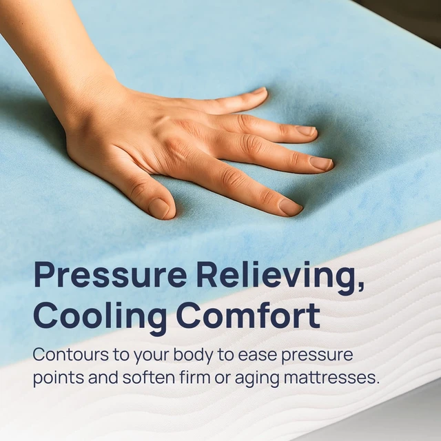 Alt view image 2 of 6 - Gel Swirl Memory Foam Mattress Topper - 3 Inch, Pressure Relieving, Cooling Comfort - Made in the USA & CertiPUR-US Certified - Softens Firm Beds and Extends Mattress Life - Queen Size