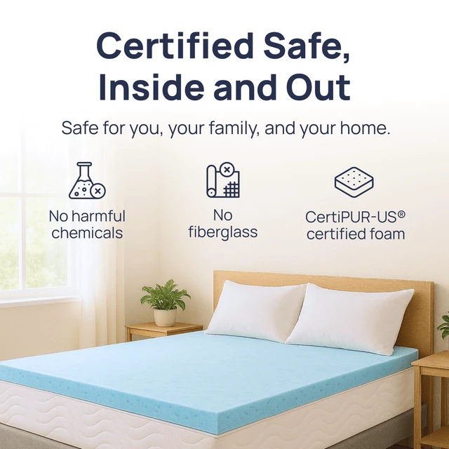 Alt view image 5 of 6 - Gel Swirl Memory Foam Mattress Topper - 3 Inch, Pressure Relieving, Cooling Comfort - Made in the USA & CertiPUR-US Certified - Softens Firm Beds and Extends Mattress Life - Queen Size
