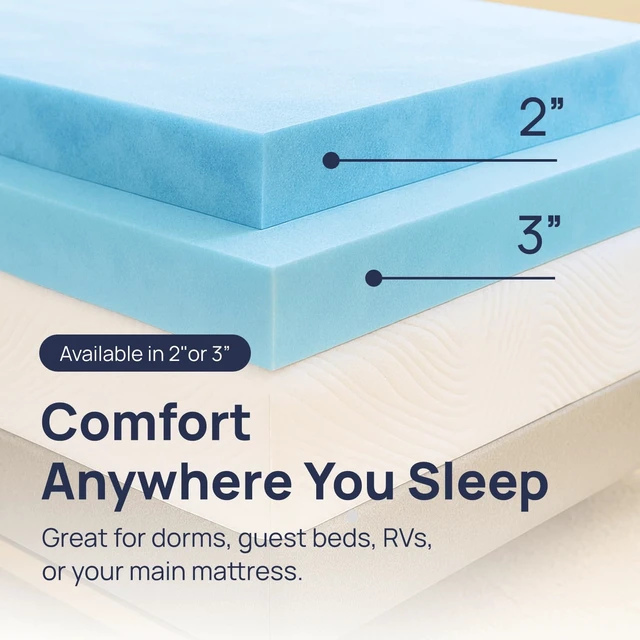 Alt view image 6 of 6 - Gel Swirl Memory Foam Mattress Topper - 3 Inch, Pressure Relieving, Cooling Comfort - Made in the USA & CertiPUR-US Certified - Softens Firm Beds and Extends Mattress Life - Queen Size