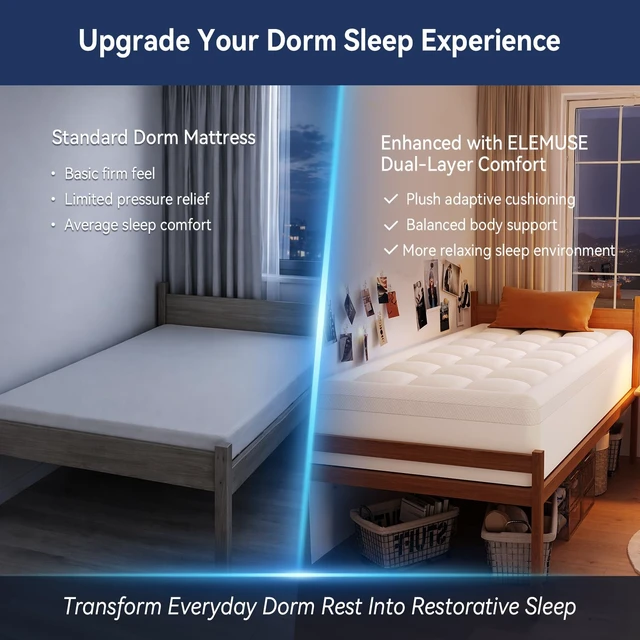 Alt view image 2 of 7 - Twin XL College Dorm Essentials 3 Inch Memory Foam Mattress Topper | Dual Layer Design, 2 Inch Cooling Gel Foam and 1 Inch Soft Pillow Top Bed Pad, Back to School, Comfortable Support