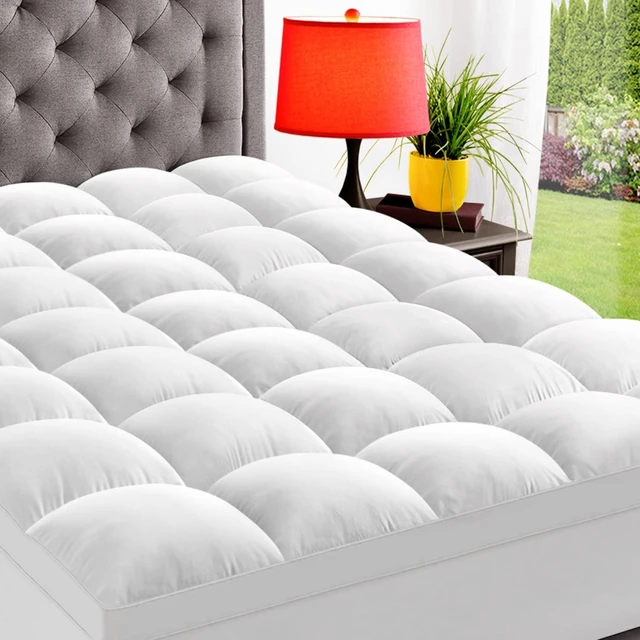 Main image of King Mattress Topper, Extra Thick Pillow Top Mattress Pad Cover | Plush soft breathable bed topper for back pain relief, with elastic deep pocket and overfilled down alternative filling