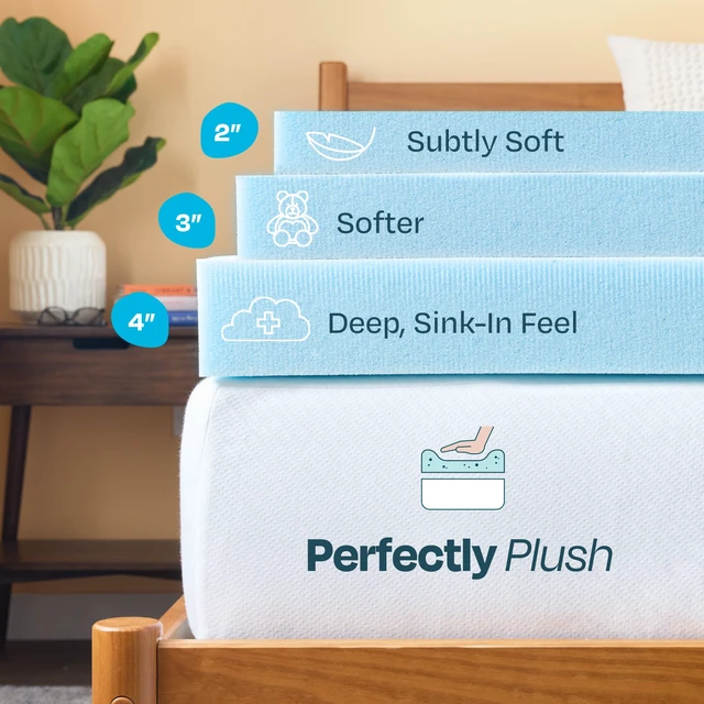 Alt view image 4 of 7 - Memory Foam Mattress Topper, Queen Size - 3 Inch Gel Infused Memory Foam - Plush Feel - Cooling and Pressure Relieving - CertiPUR Certified