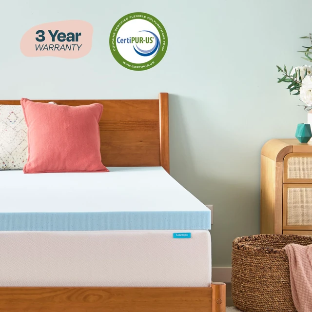 Alt view image 5 of 7 - Memory Foam Mattress Topper, Queen Size - 3 Inch Gel Infused Memory Foam - Plush Feel - Cooling and Pressure Relieving - CertiPUR Certified