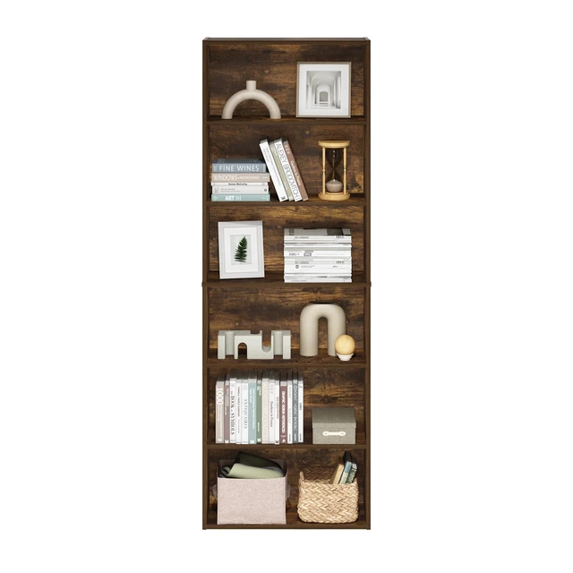 Alt view image 5 of 7 - Jaya Simply Home Free Standing 6-Tier Open Storage Bookcase, Amber Pine