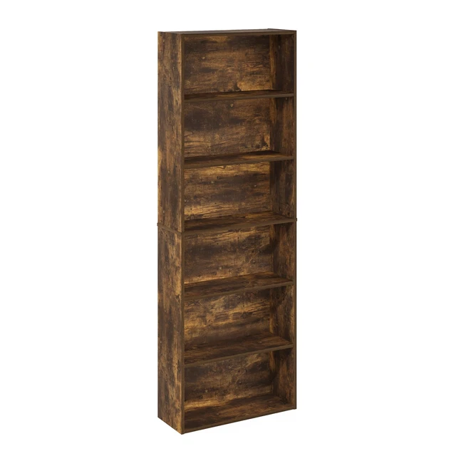 Alt view image 6 of 7 - Jaya Simply Home Free Standing 6-Tier Open Storage Bookcase, Amber Pine