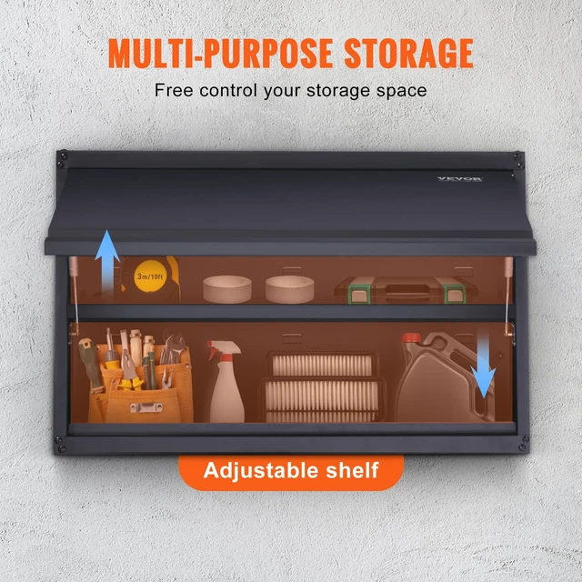 Alt view image 4 of 7 - Metal Storage Cabinet, 120lbs Load Capacity per Shelf, 20'' Tall Wall-Mounted Powder-Coating Steel Garage Cabinet with Adjustable Shelf, Press to Close & Open Door Perfect for Office Garage Tool