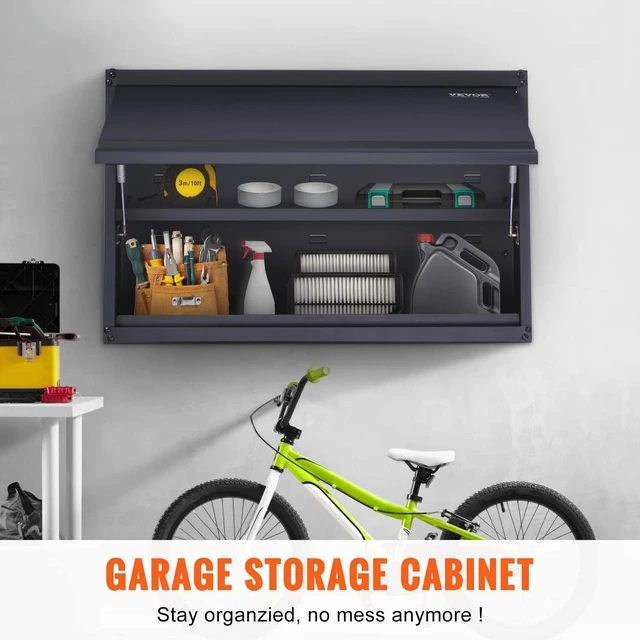 Alt view image 2 of 7 - Metal Storage Cabinet, 120lbs Load Capacity per Shelf, 20'' Tall Wall-Mounted Powder-Coating Steel Garage Cabinet with Adjustable Shelf, Press to Close & Open Door Perfect for Office Garage Tool