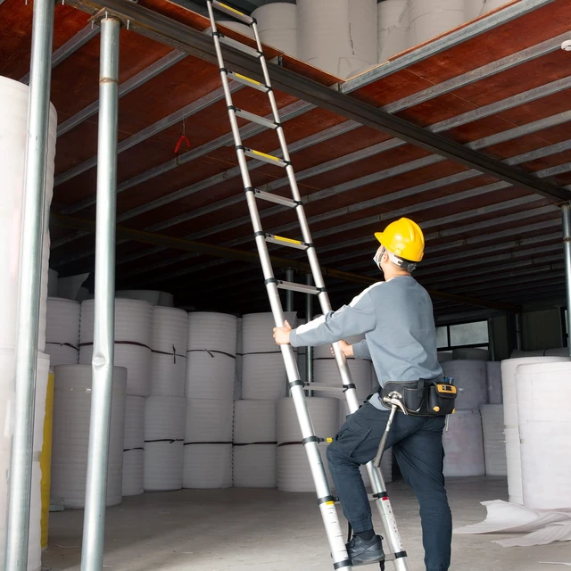 Alt view image 7 of 7 - 12.5FT Telescoping Ladder- Multi-Purpose Aluminum Extension Ladder Adjustable Compact Ladder for Household, RV, Outdoor, 330lbs Max Capacity