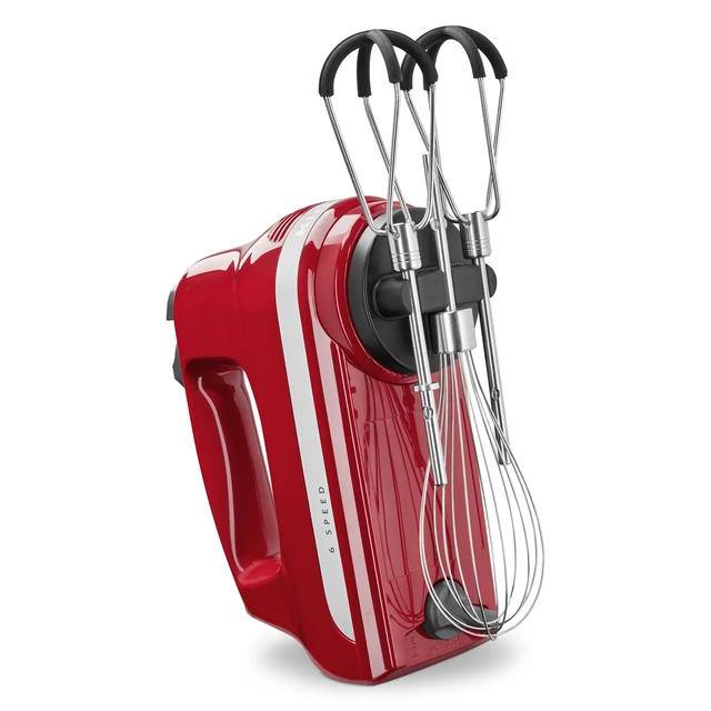 Alt view image 4 of 7 - 6 Speed Hand Mixer w/Flex Edge Beaters, KHM6118, Empire Red | 6 Speeds, Dishwasher-safe Flex Edge Beaters, Integrated storage clip. Pro whisk Attachment
