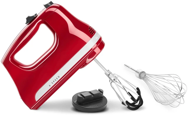 Alt view image 7 of 7 - 6 Speed Hand Mixer w/Flex Edge Beaters, KHM6118, Empire Red | 6 Speeds, Dishwasher-safe Flex Edge Beaters, Integrated storage clip. Pro whisk Attachment