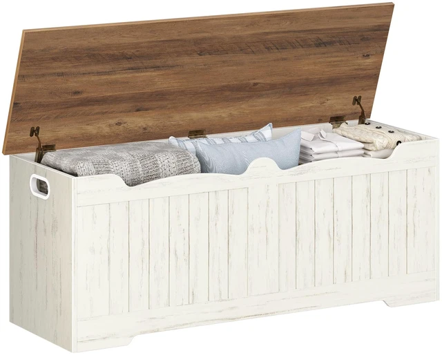 Main image of 47.2 inches Farmhouse Storage Chest | 55 Gal | Retro White | Soft-Close Hinges | Stuffed Animal and Blanket Storage for Entryway, Bedroom and Living Room | Easy Assembly | SB28614X