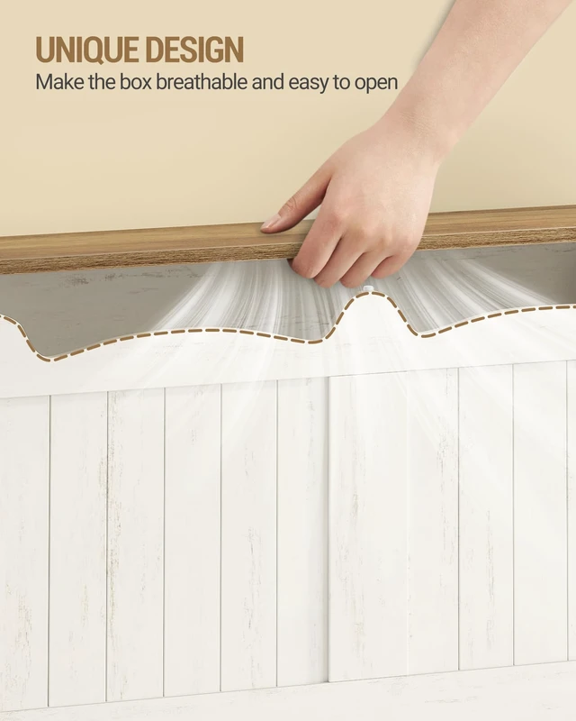 Alt view image 6 of 7 - 47.2 inches Farmhouse Storage Chest | 55 Gal | Retro White | Soft-Close Hinges | Stuffed Animal and Blanket Storage for Entryway, Bedroom and Living Room | Easy Assembly | SB28614X