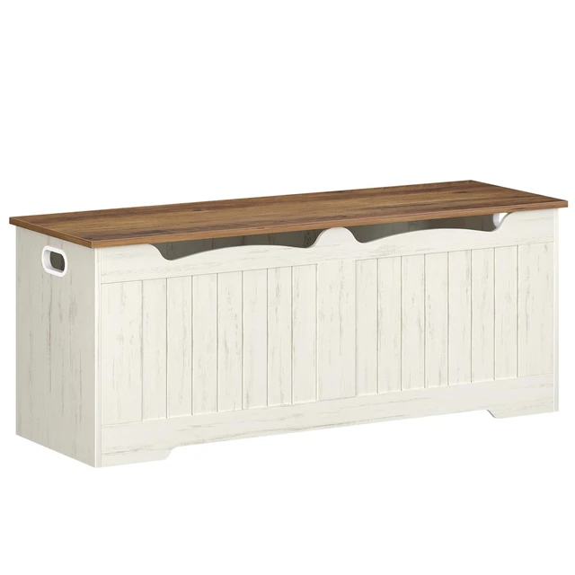 Alt view image 7 of 7 - 47.2 inches Farmhouse Storage Chest | 55 Gal | Retro White | Soft-Close Hinges | Stuffed Animal and Blanket Storage for Entryway, Bedroom and Living Room | Easy Assembly | SB28614X