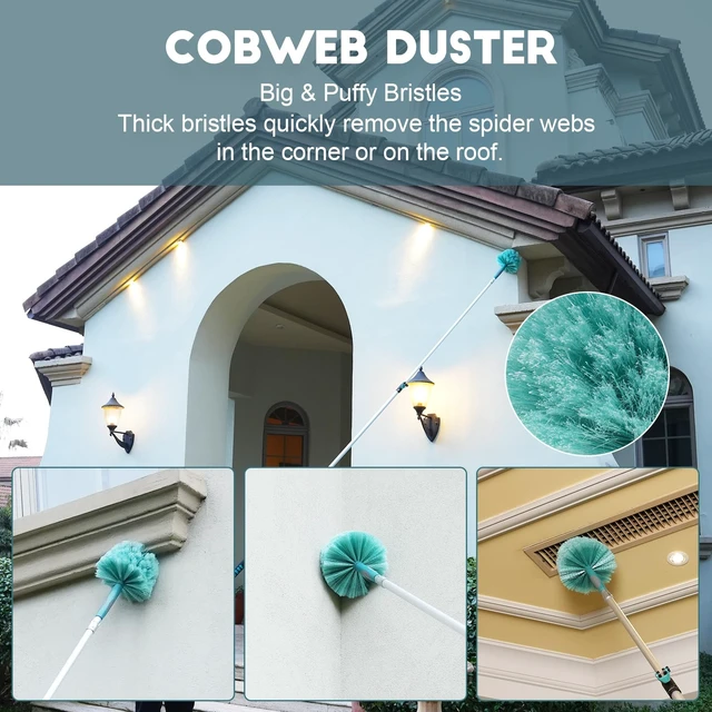 Alt view image 3 of 7 - 30 Foot High Reach Duster Kit with 6-24FT Extension Pole High Ceiling Dusting and Window Cleaning Kit with Telescopic Pole Window Washer&Squeegee,Cobweb Duster,Fan Duster and Feather Duster