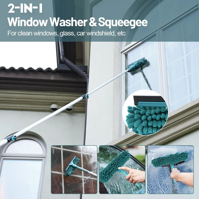 Alt view image 6 of 7 - 30 Foot High Reach Duster Kit with 6-24FT Extension Pole High Ceiling Dusting and Window Cleaning Kit with Telescopic Pole Window Washer&Squeegee,Cobweb Duster,Fan Duster and Feather Duster