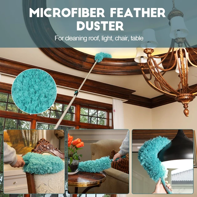 Alt view image 5 of 7 - 30 Foot High Reach Duster Kit with 6-24FT Extension Pole High Ceiling Dusting and Window Cleaning Kit with Telescopic Pole Window Washer&Squeegee,Cobweb Duster,Fan Duster and Feather Duster