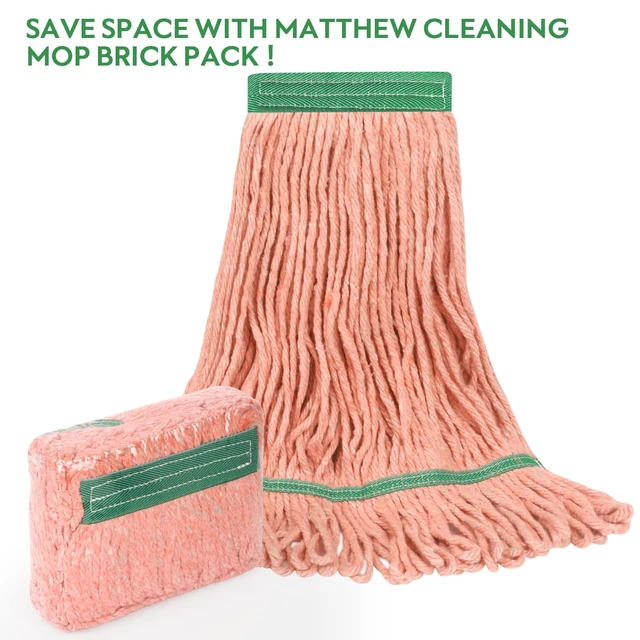 Alt view image 6 of 7 - Matthew Cleaning Heavy Duty Mop Head Commercial Replacement for General and Floor Cleaning, Wet Industrial Blue Cotton Looped End String Head Refill (Case of 24) Orange