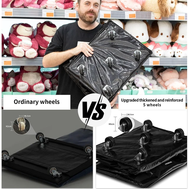 Alt view image 2 of 7 - (Large,Black) Reusable Grocery Bag on Wheels, Foldable Rolling Tote, Carries Up to 76 lbs Shopping Trolley, Zipper Clouser Shopping Carts for Trips, Laundry, 5 Heavy Duty Wheels and 3 Handles