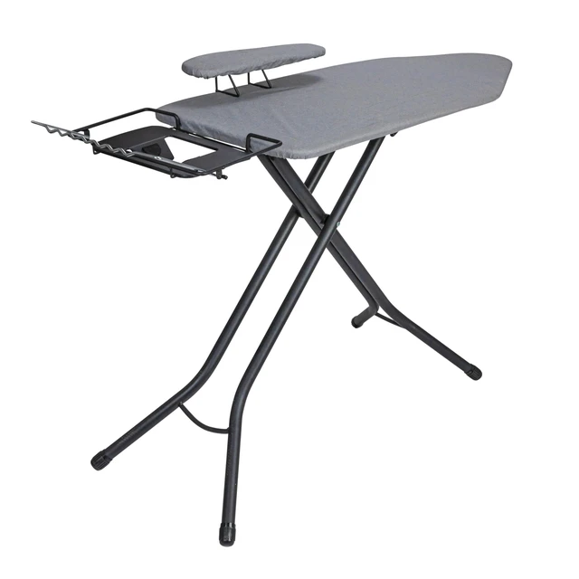 Alt view image 5 of 7 - Wide Mega Ironing Board 4-Leg, Steel Top Pressing Station, Matte Black Frame, Grey Cover
