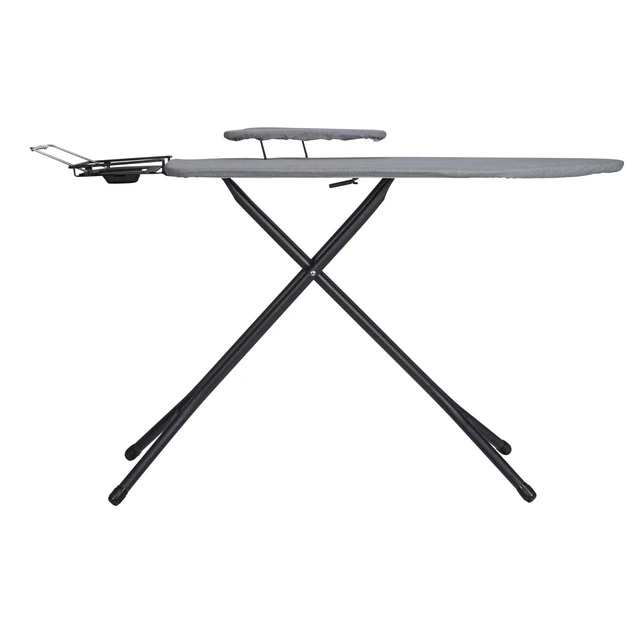 Alt view image 6 of 7 - Wide Mega Ironing Board 4-Leg, Steel Top Pressing Station, Matte Black Frame, Grey Cover