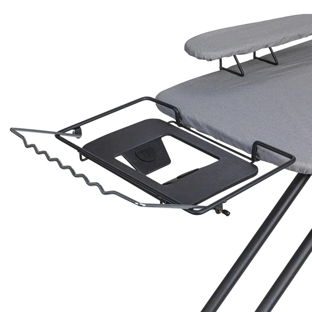 Alt view image 7 of 7 - Wide Mega Ironing Board 4-Leg, Steel Top Pressing Station, Matte Black Frame, Grey Cover