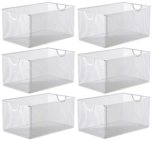 Alt view image 2 of 6 - Kitchen Pantry Organizer Mesh Wire Storage Basket for Shelves, Pantry, and Cabinets, Multipurpose Steel Wire Basket for Organizing Office, Household, 13.25 x 8.5 x 6.5 in, Pack of 6